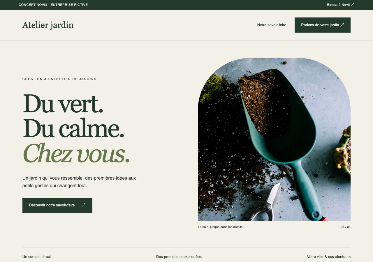 Explorer Atelier jardin, un site aux couleurs naturelles pour un paysagiste